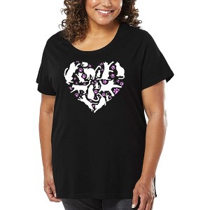 LA Pop Art Cat Heart - Women's Word Art T-Shirt - 1 of 4