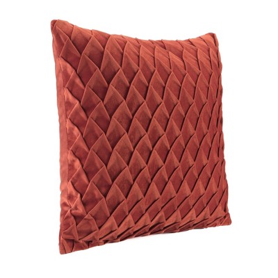 Rust Textured Velvet 18" x 18" Throw Pillow Cover
