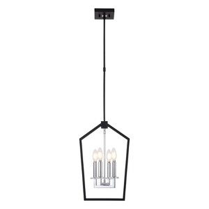 Maxax 11.8 Inch 4-Light Black Iron Chandelier, Modern Lantern Ceiling Lighting for Hallway Bedroom Foyer£¬Dimmable Pendant Light with Adjustable Chain - 1 of 4