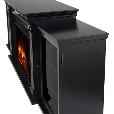 Tracey 84" Black Wood Electric Fireplace TV Stand