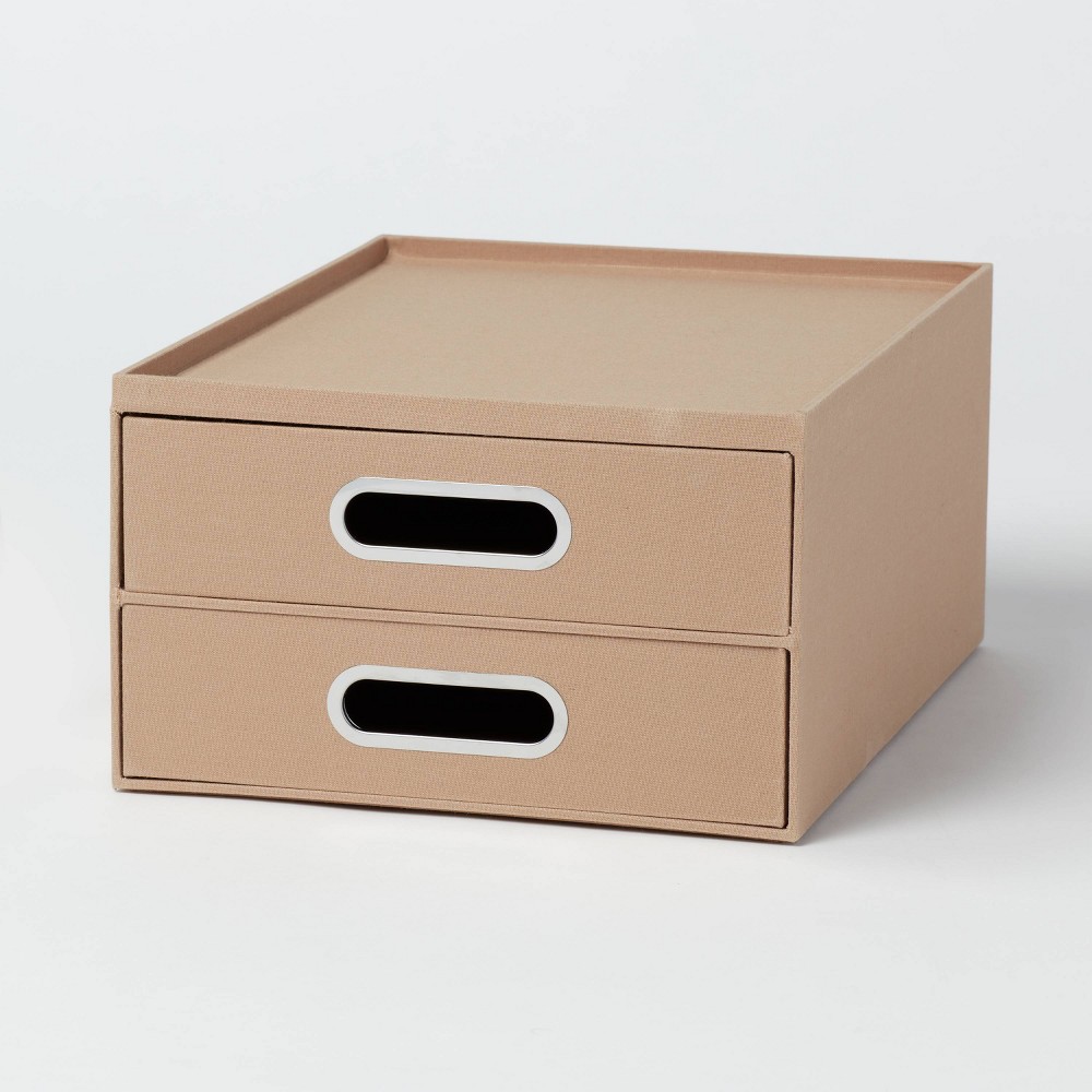 Photos - Desk Organiser Canvas Drawers Light Brown - Brightroom™