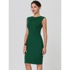 INSPIRE CHIC Women's Office Pleated Round Neck Work Sleeveless Sheath Pencil Dresses - 3 of 4