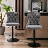 Lyngins Modern 2-Piece Adjustable Height Counter Height Bar Stool, Velvet Swivel Counter Stools, Upholstered Bar Stools with Black Base for Kitchen - 2 of 4