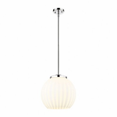 White Venetian - 1 Light Stem Hung Pendant In Modern Style-17 Inches Tall and 13.75 Inches Wide