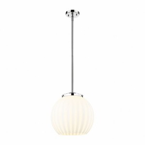White Venetian - 1 Light Stem Hung Pendant In Modern Style-17 Inches Tall and 13.75 Inches Wide - 1 of 1