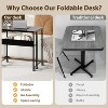 Folding Desk with Wheels & Storage Shelf - 24.8" Compact Foldable Computer Table for Small Spaces, Home Office & Bedroom - 4 of 4