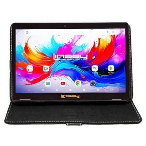LINSAY® 10.1" Octa Core 256GB Storage Android 15 Tablet with Black Leather Case - 1 of 3