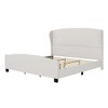 King Size 51" High Headboard Wingback Linen Upholstered Bed No Box Spring Needed, Beige - 2 of 3