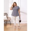 Women's Plus Size Striped Crew Neck Raglan Sleeve Loose Summer Casual Blouses - GRACE & GRANDEUR - 2 of 4