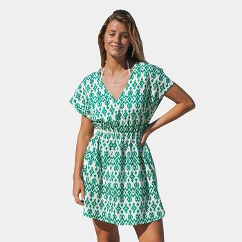 Shiraleah Blue And White Puff Sleeve Swim Cover-up : Target