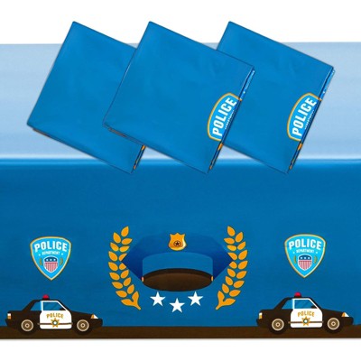 Blue Panda 3 Pack Blue Plastic Tablecloth for Police Party (54 x 108 in)