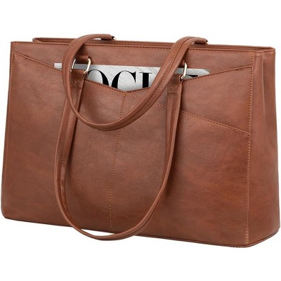 Laptop Tote Bag for Women 15.6 Inch Waterproof Leather Computer Bags Business Office Work Briefcase