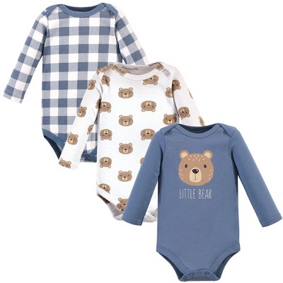 Hudson Baby Infant Boy Cotton Long-Sleeve Bodysuits 3pk, Little Bear, 3-6 Months