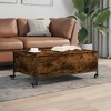vidaXL Smoked Oak Coffee Table with Wheels - Engineered Wood, Modern Mobile Side Table for Living Room, Rectangular with Storage - 2 of 4