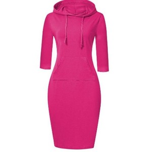 Coolmee Women's Casual Pocket Slim Pullover Maxi Hoodie Dress - 1 of 3