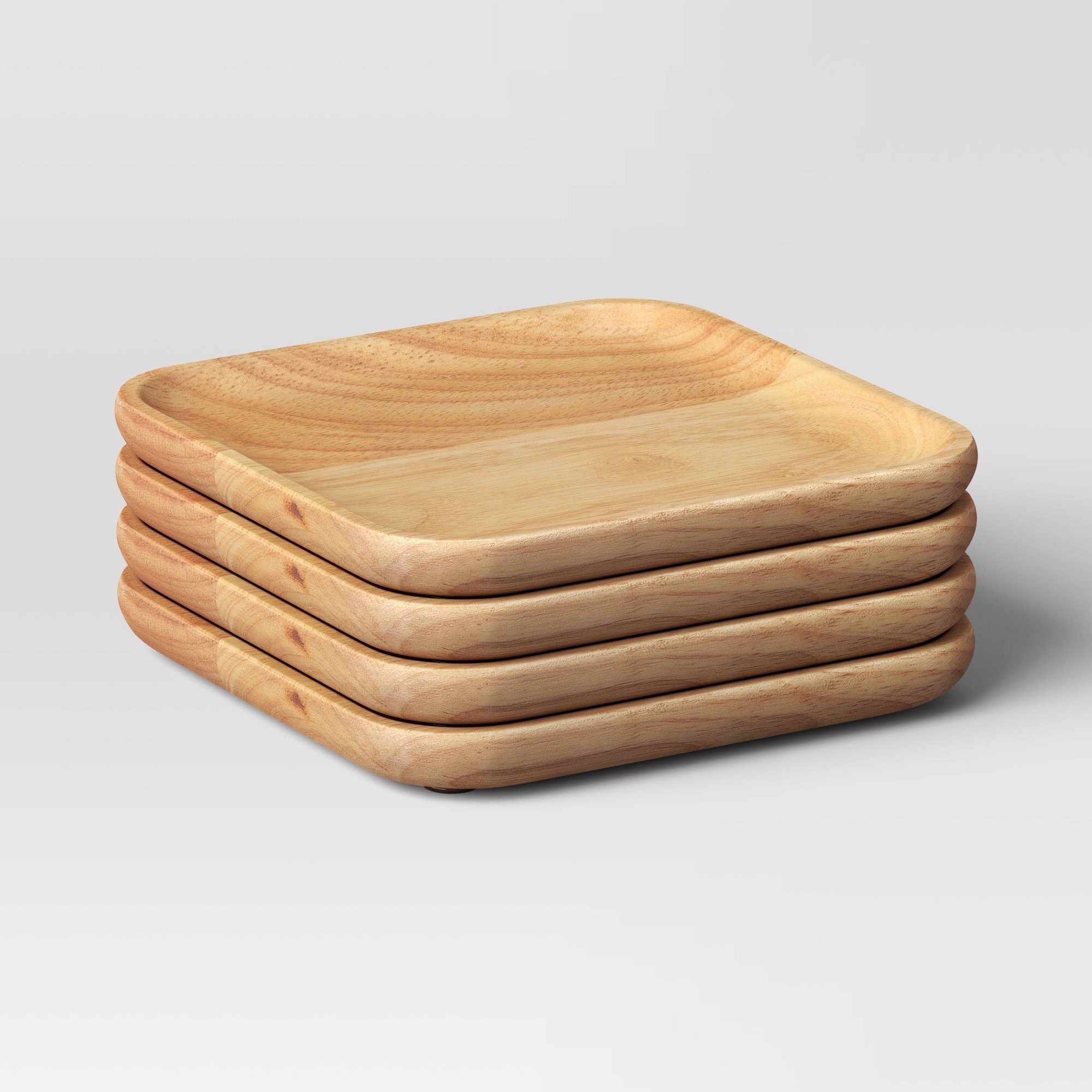 4pc 6"x6" Wood Square Serving Platter Natural - Threshold™