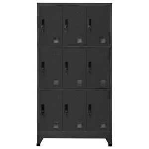 vidaXL Steel Locker Cabinet, Anthracite, 35.4"x17.7"x70.9" with 9 Lockable Doors, Ventilation System and Name Tag Holders for Schools, Offices - 1 of 4
