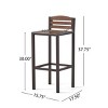 Coolbibila Outdoor Acacia Wood Bar Stools Set of 2,Modern Industrial Style Iron Frame Bar Stool,Acacia barstool with Slatted Design Seat - 4 of 4