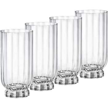 Bormioli Rocco Florian 4-Piece Highball Glasses, 14.5 Oz. Italian Made Glassware, Dishwasher Safe