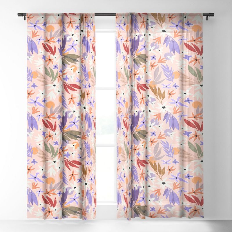 Marta Barragan Camarasa Flowers colorful Set of 2 Panel Sheer Window Curtain - Deny Designs, 3 of 7