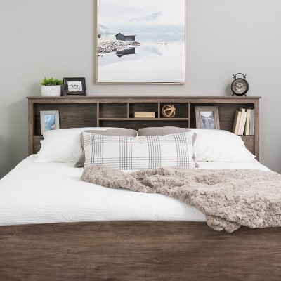 King Bookcase Headboard Drifted Gray - Prepac