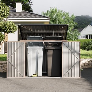 Metal Outdoor Lean to Storage Shed, Lean to Garden Shed Utility Tool Shed, Heavy-Duty Outdoor Metal Wall Side Storage Sheds - 1 of 4