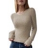Coolmee Women's Casual Long Sleeve T Shirt Crewneck Slim Fall Pullover Tunic Sweater Tops - 2 of 4