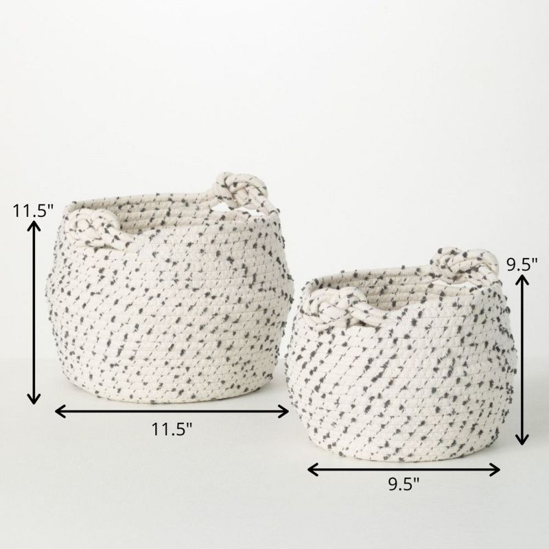 Sullivans Fabric Woven Basket Set of 2, 11.5"H & 9.5"H White, 4 of 5