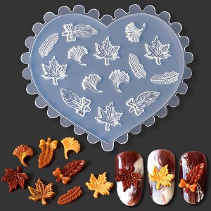 JDICTION 3D Maple Leaf Nail Design Charm Molds Fall Maple Carving Template Silicone Molds for Nail Art ,Nail Stencils, Supplies & Accessories - 1 of 4
