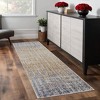 HomeRoots 8' Tan And Blue Abstract Distressed Runner Rug - 2 of 3