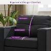 TYBOATLE Faux Leather Tufted Single Sofa set of 2, Modern Office Reading Chair, Upholstered Armchair with Wood Legs for Reading/Living Room, Black - 4 of 4