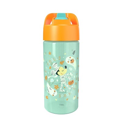 Zak Designs 16 fl oz Polypropylene Glow in the Dark Cypress Mickey Straw Bottle Orange/Teal Green