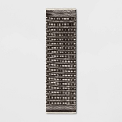 2&#39;x7&#39; Hand Woven Cotton/Wool Runner Black - Threshold&#8482;