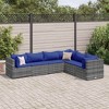 vidaXL 6-Piece Patio Lounge Set - Gray Poly Rattan - Cushions Included - Modular Design - Outdoor Furniture for Patio, Deck, Garden, Terrace - 2 of 4