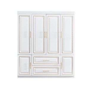Keloyid White Wood 62.99 in. Armoire with 2 Drawers, 6 Shelves and Hanging Rods - 1 of 4
