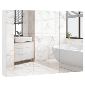 Costway 36" Wide Wall Mount Mirrored Bathroom Medicine Cabinet Organizer Mirror Door - 1 of 4