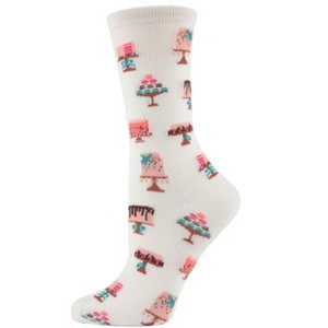 Memoi Sweet Treats Cake Bamboo Blend Crew Novelty Socks - 1 of 2