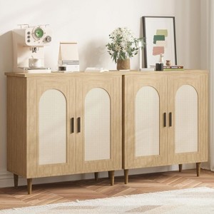 Jojoka Rattan Buffet Cabinet with Storage, Single Door Accent Console Table for Entryway, Dining Room & Kitchen - 1 of 4