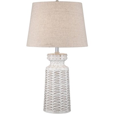 360 Lighting Helene Cream White Ceramic Table Lamp with Table Top Dimmer
