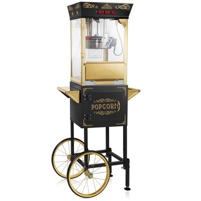 Olde Midway 842364115323 Vintage Style Popcorn Machine Maker Popper with  Cart and 10-Ounce Kettle-Black