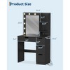 4 Drawer Makeup Vanity Desk with Mirror, Vanity Table with Storage for Bedroom - 3 of 4