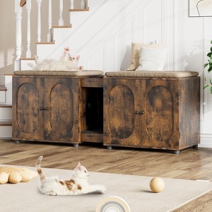 Cat Litter Box Enclosure - 55.1" Double Litter Box Furniture for 2 Cats Large Cat Box Enclosure - 1 of 4