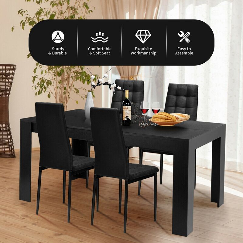 Costway 5pcs Dining Set Wood Table and 4 Fabric Chairs Home Kitchen Modern, 4 of 11