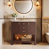 Tribesigns 36" Bathroom Vanity with Sink, Modern Bathroom Storage Vanity Cabinet with 3 Drawers, Brown - 2 of 4