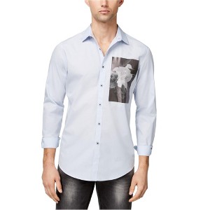I.N.C International Concepts Mens Photo Print Button Up Shirt, Blue, Small - 1 of 1