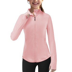 Clearlove Girls Lightweight Sun Protection Jacket Full Zip UPF 50+ Long Sleeve Athletic Windbreaker with Thumb Holes and Pockets - 1 of 4
