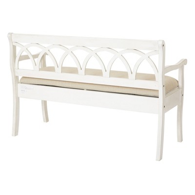 Cozy White Plush Cushion Entry Bench with Hidden Storage