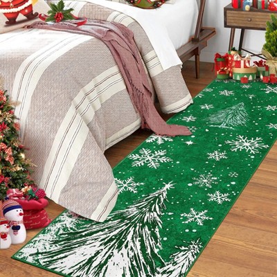 Area Rug for Christmas Carpet Xmas Holiday Decor Snowflake Washable Non Slip Indoor Kitchen Rug Decorative for Hallway Bedroom