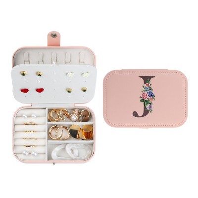 Unique Bargains Letter Travel Women Girls Birthday Gifts Portable PU Leather Jewelry Storage Display Holder
