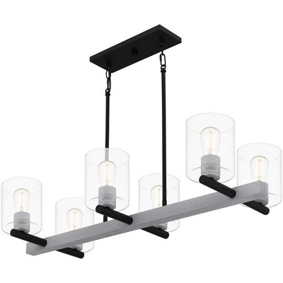 Caldwell Matte Black 6-Light Linear Chandelier with Clear Glass